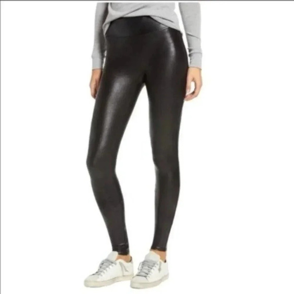 SPANX Faux Leather High Waisted Leggings Black Size S - Picture 3 of 12